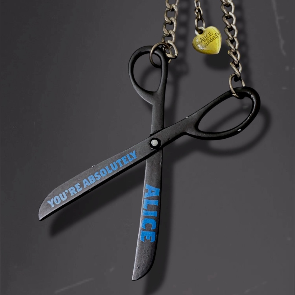 Alice in Wonderland Scissors Necklace with Heart Charm